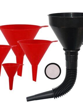 Plastic Oil Funnels for Automotive Use Set of 5, Large Flexible Fuel Funnel with